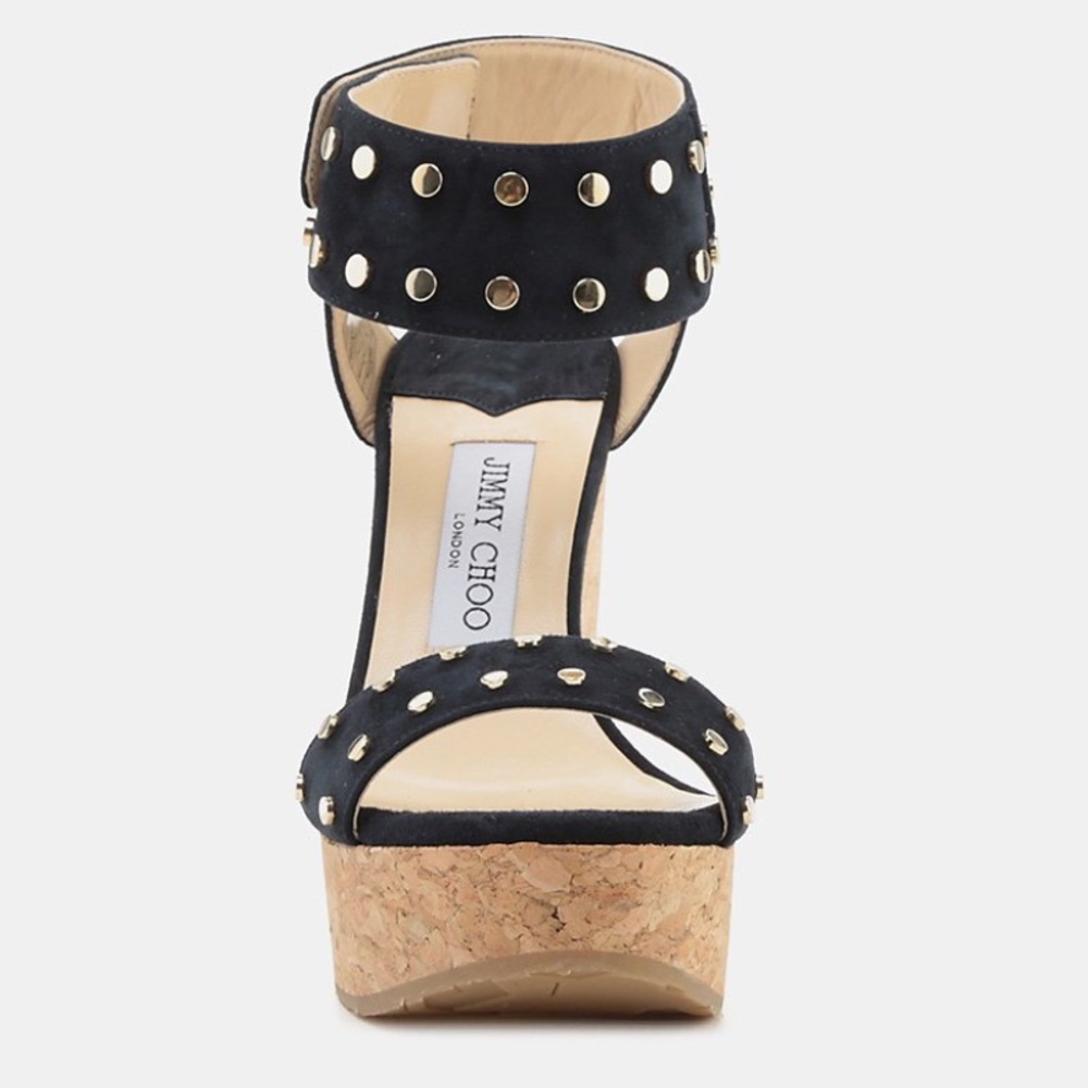 Jimmy Choo | Nelly Studded Wedge In Navy Size 6.5 - Picture 5 of 8